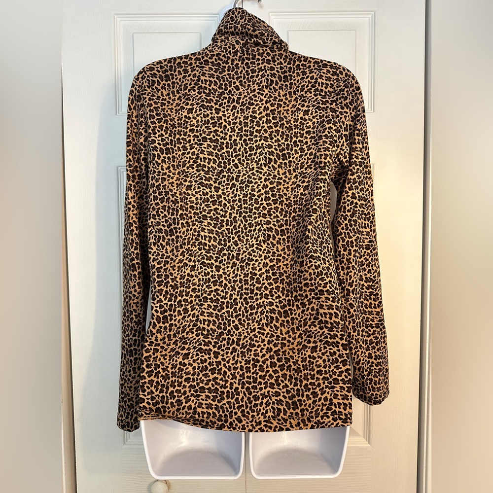 Leopard-print Turtleneck J crew size small 100% c… - image 7